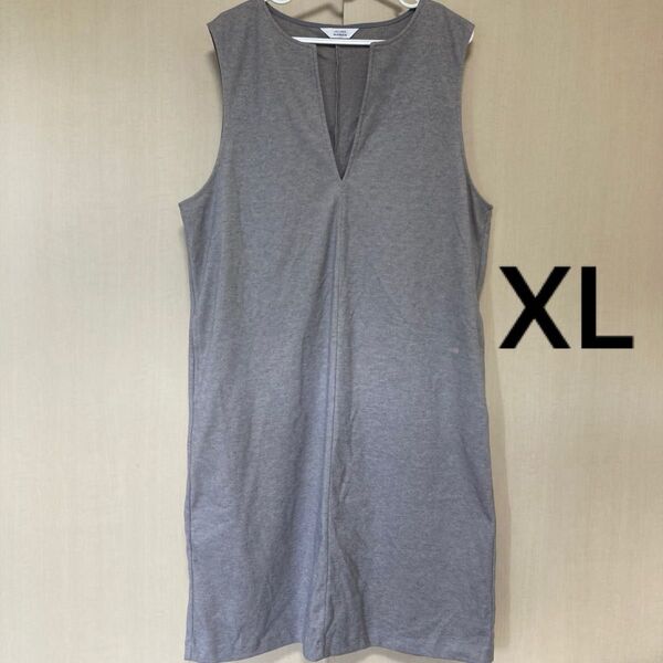 【XL】JEUNE MAMANワンピース*汚れあり*グレー 袖なし 大きいサイズ