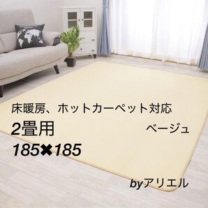 新品 2畳タイプ 防ダニ仕様 洗える フランネルラグ ベージュ