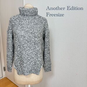 アナザーエディション トップス ニット セーター Mブラック グレー 長袖高見え
