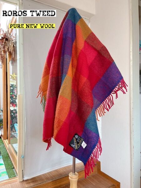 【希少】ROROS TWEED ブランケット100%PURE NEW WOOL