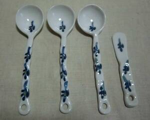  spoon 3ps.@ butter knife total 4 point ceramics cutlery retro soup 