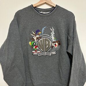 希少 ワーナーブラザーズ スウェット 裏起毛 Mサイズ グレー 古着