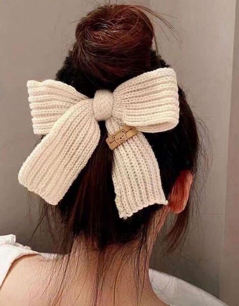 【SHEIN】ニットボアシュシュ リボン 髪ゴム ヘアゴム 韓国