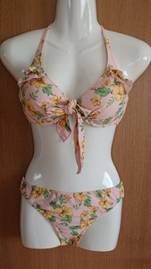 *TOP VALU* light pink × floral print. bikini 2 point set *11L* ion corporation *