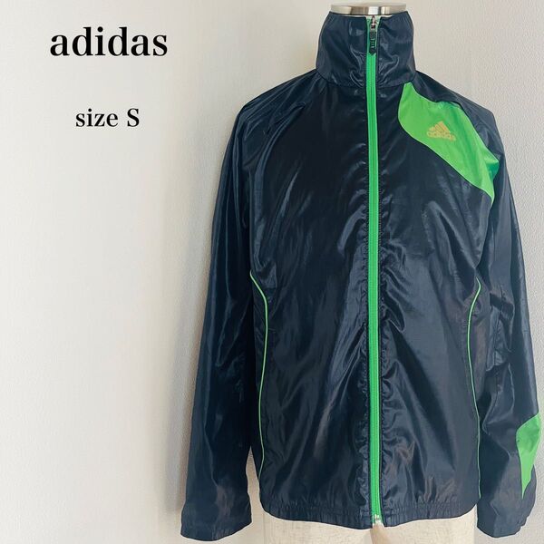 《USED》アディダス adidas ウインドブレーカー トラックジャケット ロゴプリント フルジップ スポーツ トレーニング