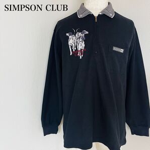 【USED】シンプソンクラブ SIMPSON CLUB メンズ ゴルフウェア 長袖 ハーフジップシャツ 刺繍ロゴ 黒 ブラック