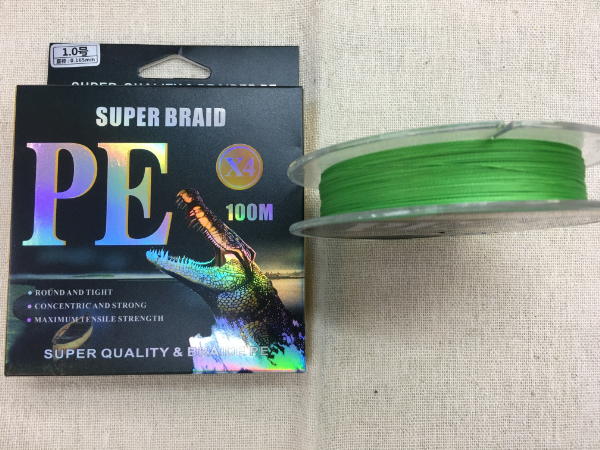 ★☆ 未使用品 PEライン 1.0号(直径0.165mm)100m 4本編み グリーン アジング/メバリング/エギング/バス/シーバス釣りに