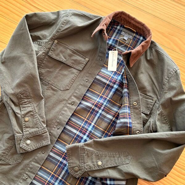 未使用 L.L.Bean シグネチャー ラインド キャンバス シャツ 色 ark Loden 米国 Sサイズ TC507623