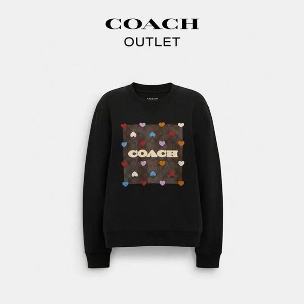 【値下げ美品!】coach コーチ2024年春モデル シグネチャー スクエア クルーネック スウェットシャツ