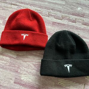 新品 キッズ Tロゴ テスラ ニット帽 2つセット