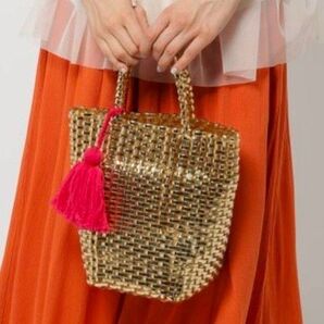 未使用 タグ付き ニコアンド メッシュバッグ ゴールド かごバッグ
