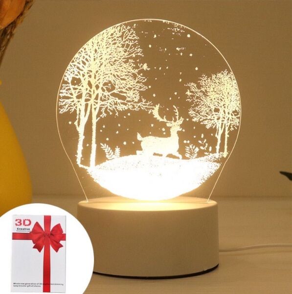 クリスマス 3D ウォームライト トナカイ インテリア 照明 飾り 冬 LED USB 手元スイッチ付き 玄関 寝室 電飾