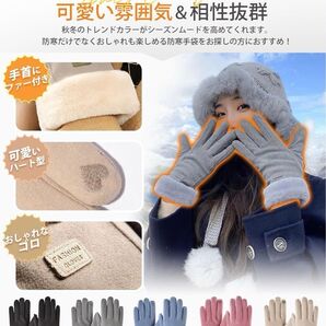 値下げ!手袋 レディース スマホ対応 冬 【指先まで裏起毛・360°蓄熱】 グレー