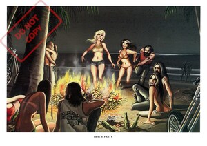 ポスター★David Mann×Easyriders 005「Beach Party」★チョッパー/ナックル/パンヘッド/ショベル/ヘルズエンジェルス/Hell's Angels