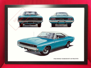 ポスター★1968 ダッジ・チャージャーR/T 440★クライスラー ディーラー・アートポスター★MOPAR/モパー/Dodge Charger/マッスルカー