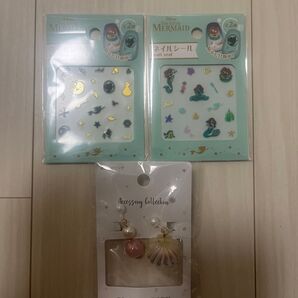 リトルマーメイド アリエル ネイルシール イヤリング