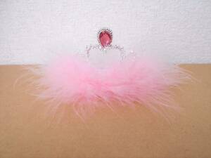 * new goods * Princess * fur . attaching Kirakira. Tiara * comb pink color Christmas * Halloween * party / hair accessory 