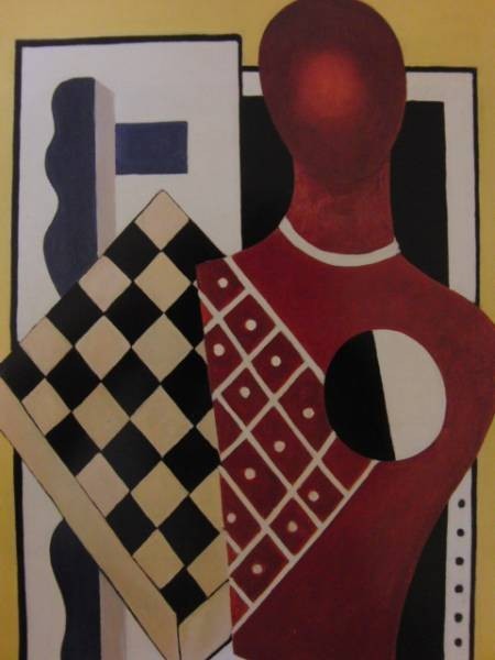 Fernand Leger, LA MANNEQUIN AU DAMIER, 画集画, 新品額装付, fan, 絵画, 油彩, 抽象画