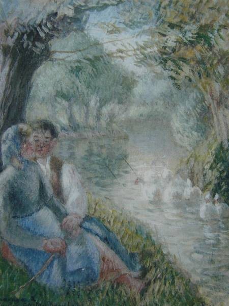 PISSARRO, VERLIEBTES PAAR, Überseeausgabe, sehr selten, Werkverzeichnis, Neu mit Rahmen, Malerei, Ölgemälde, Porträts