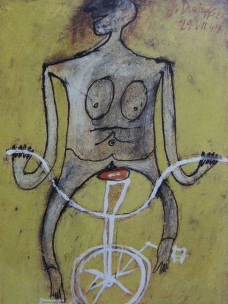 Jean Dubuffet, Nue cycliste, Édition outre-mer, extrêmement rare, raisonné, Neuf avec cadre, Ventilateur, Peinture, Peinture à l'huile, Peinture abstraite