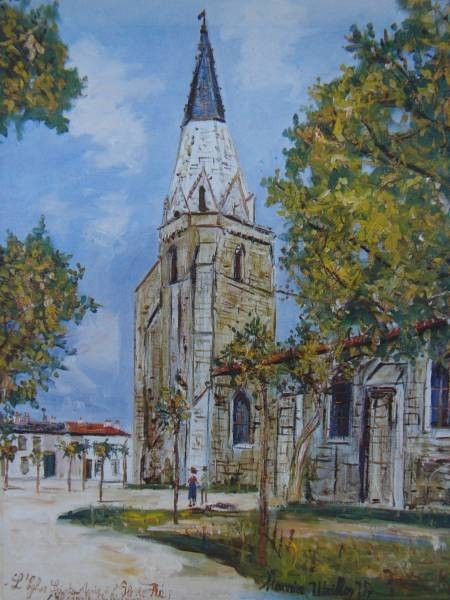 UTRILLO, L'EGLISE SAINTA-MARIE, Overseas version super rare raisonné, Brand new with frame, art, interior, rare, collection, postage included, painting, oil painting, Nature, Landscape painting