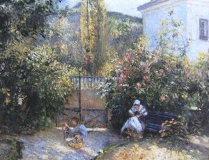 Art hand Auction Pissarro, JARDIN, Overseas version super rare raisonné, New with frame, fan, painting, oil painting, Nature, Landscape painting