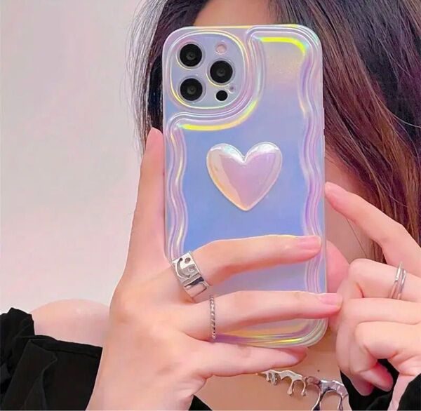 【新品】おしゃれフェアリーレーザーLOVE 立体3Dハートのスマホケース★ iPhone13 Pro カバー★耐衝撃TPU 軽量