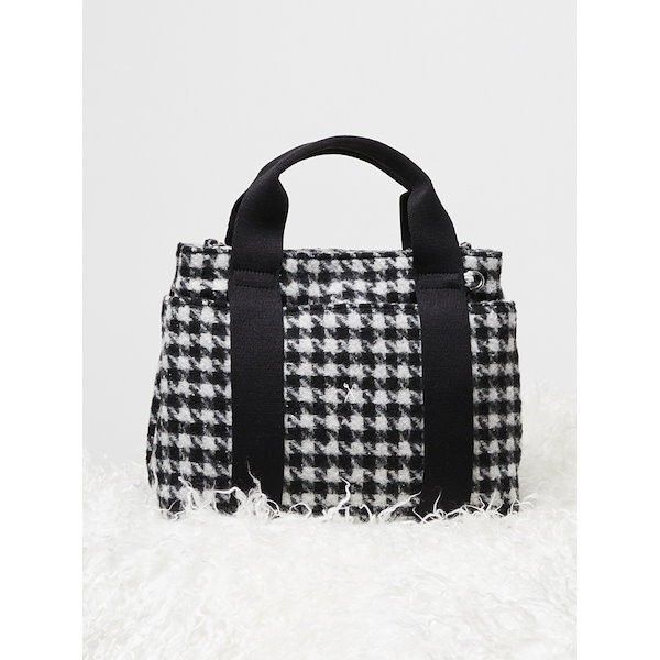 JOSEPH & STACEY ステイシー デイトリップ ハウンドトゥース トート S ブラック