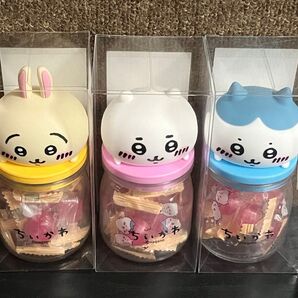 【3点セット:透明箱付き】ちいかわ キャンディボトル ハチワレブルー ちいかわピンク うさぎ ガラス瓶