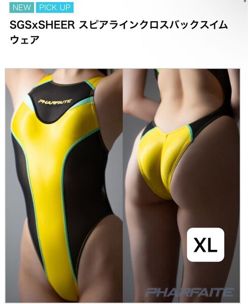 競泳水着 パルフェット PHARFAITESGSxSHEER スピアラインクロスバックスイムウェアXL イエロー ブラック