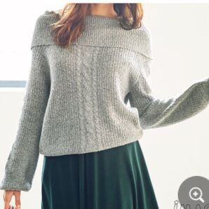 同梱700円引き 新品 イマージュ オフショルダー ケーブル編み ニット M グレー レディース セーター 女性 かわいい