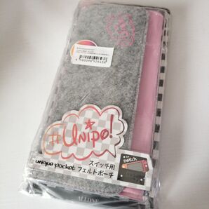 同梱200円引き 新品 Switch用 フェルトポーチ グレー×ピンク PU ゲーム 任天堂 ゲームケース ゲームポーチ