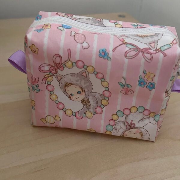 ポーチ ファスナーポーチ ハンドメイド ぷにぷにキャンディ ピンク ラミネート