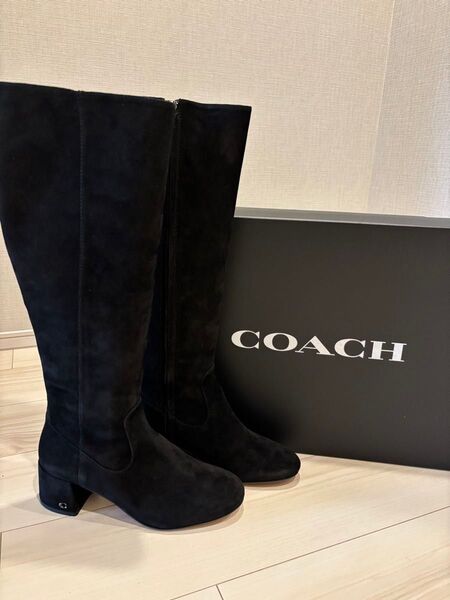 COACH 黒 スエード ロングブーツ 5.5cmヒール