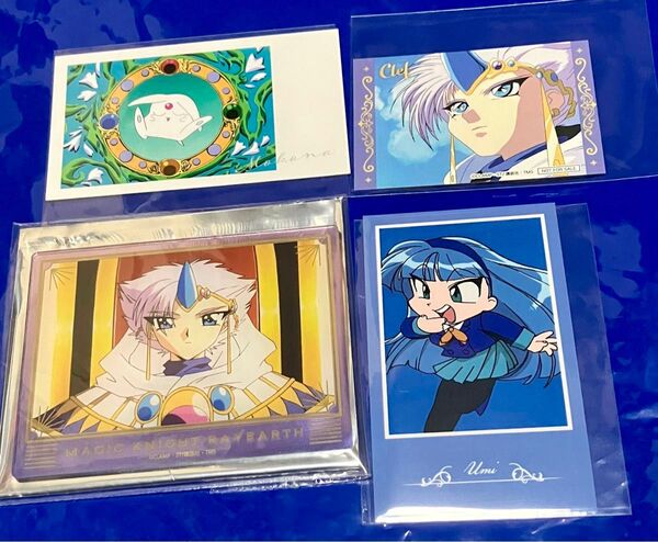 魔法騎士レイアース展クリアカード&AmoCrepeステッカー クレフ、ミニイラストカード海&モコナ