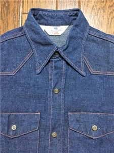 ビンテージ デニム シャツ ＵＳＡ製 アメリカ製 ＭＡＤＥ ＩＮ ＵＳＡ 検索 70s 60s 濃紺 インディゴ ウエスタン カウボーイ