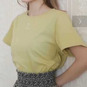 【期間限定値下げ】 Areeamリボン刺繍Tシャツ ライムグリーン