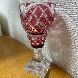 【未使用品】薩摩切子 脚付杯(大)(薩摩切子)