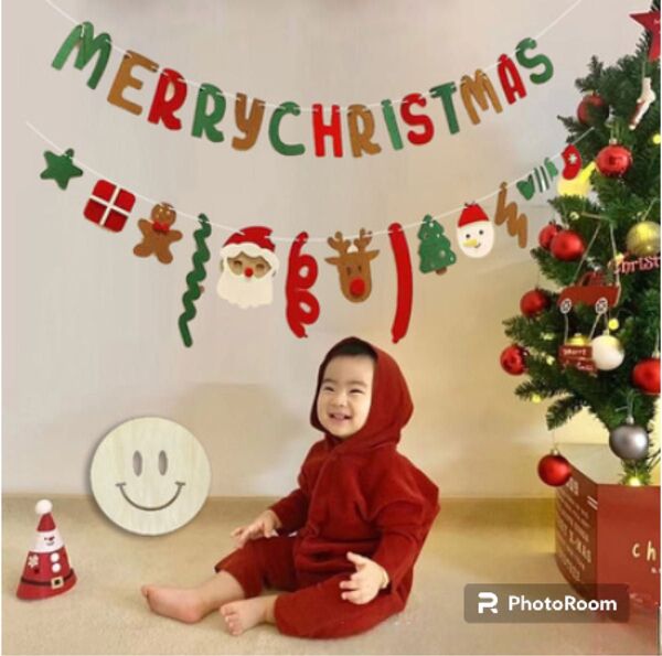 クリスマス フェルトガーランド メリクリ 飾り付け デコレーション サンタクロース