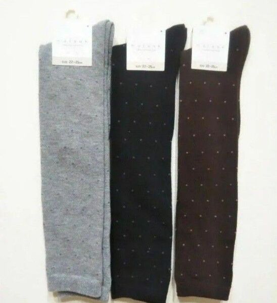 新品 ハイソックス ドット 3色セット size 22〜25cm