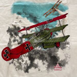 未使用品 戦闘機 Tシャツ フォッカー Dr.I Dr.1 撃墜王 Hanes ヘインズ WWⅠ 軍物 ミリタリー ドイツ 検:90s 90年代 シングルステッチ