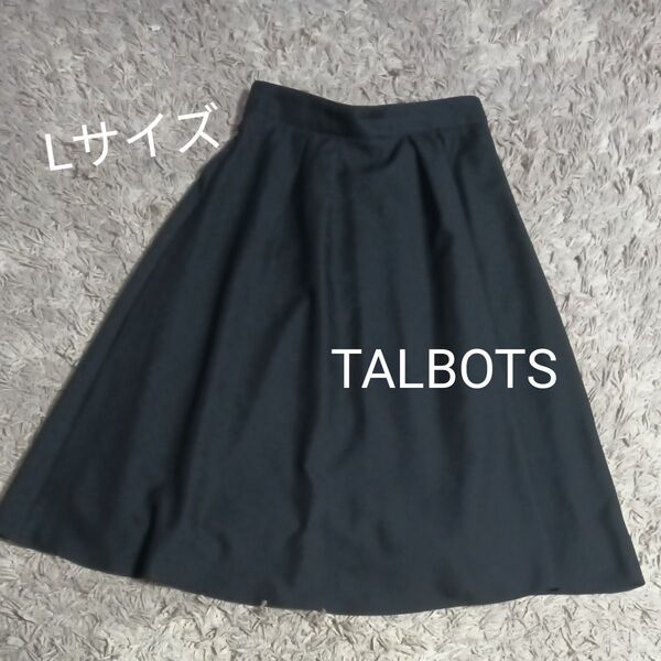 LサイズTALBOTS スカート 黒 フレアロングスカート ブラック 後ろゴム 無地
