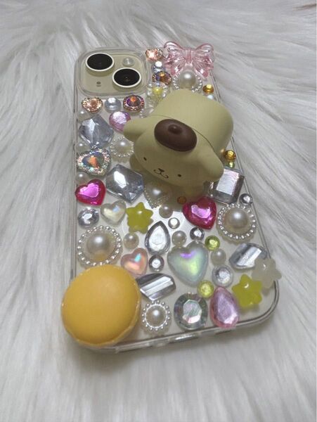 デコ電 ポムポムプリンiPhone15ソフトケース新品