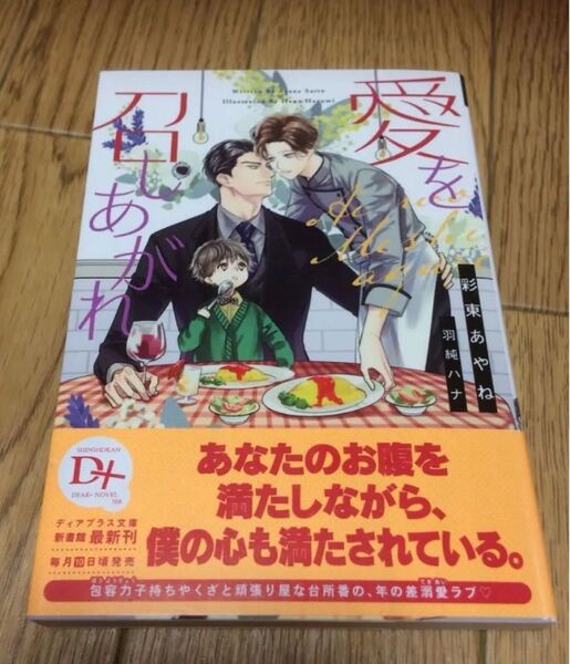 初版 帯付 愛を召しあがれ 彩東あやね、羽純ハナ 小説 BL ディアプラス 文庫
