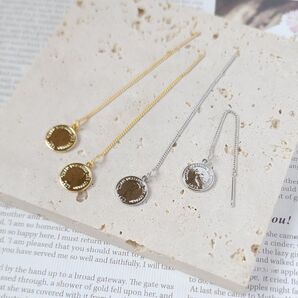 【79】チェーンコインピアス シルバーカラーのみ