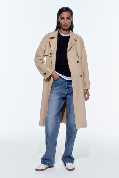 タグ付き ZARA フェイクスエード トレンチコート Mサイズ