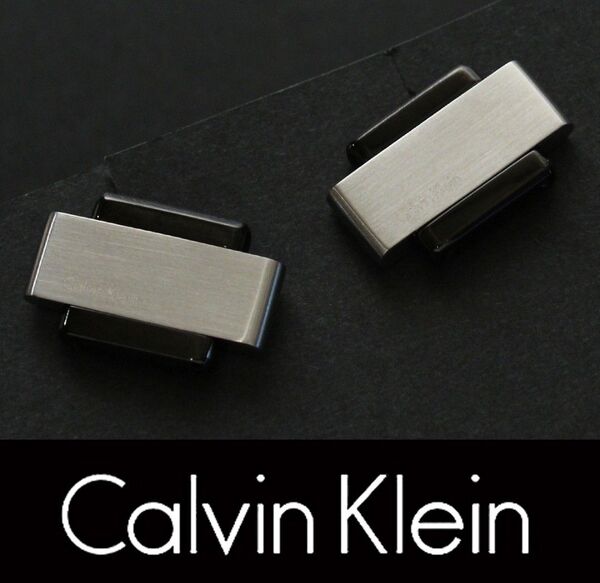 8442◆CKカルバンクライン◆カフス◆シルバー&ブラック◆カフスボタン~カフリンクス◆オンワード樫山◆Calvin Klein