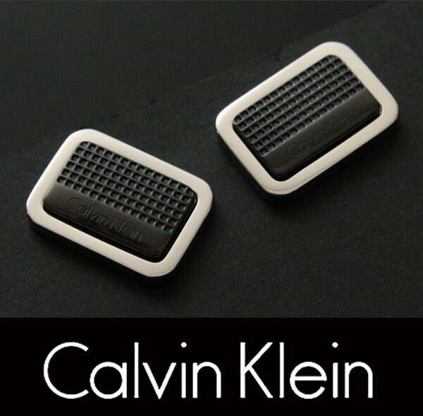 8456◆CKカルバンクライン◆カフス◆シルバー×ブラック◆カフスボタン~カフリンクス◆オンワード樫山◆Calvin Klein◆