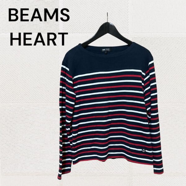 BEAMS ビームスハート カットソー ボーダー 長袖トップス ネイビー