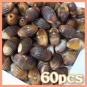 アクセサリーパーツ ハンドメイド ビーズ 穴あき 茶色 ブラウン 資材 材料 アクセ マーブル 楕円